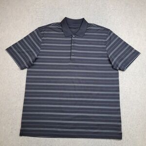 Greg Norman Golf Polo Shirt Mens XL Black Striped‎ Short Sleeve Performance